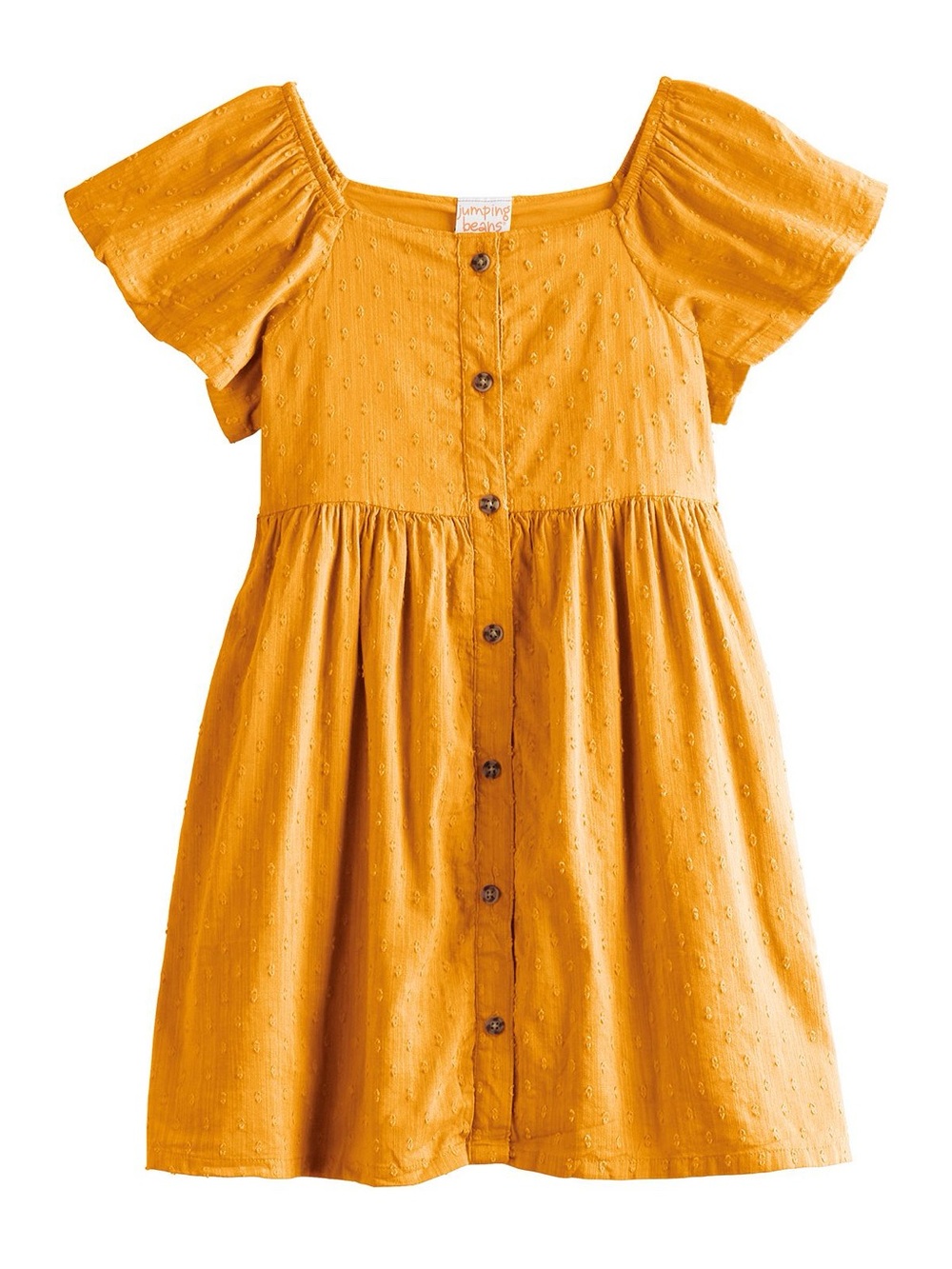 Jumping Beans Girls Squareneck Woven Dress Mustard Yellow Size 7